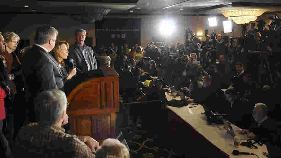 Rep. Michele Bachmann, R-Minn., announces an end to her campaign for president on Wednesday in Des Moines, Iowa.
