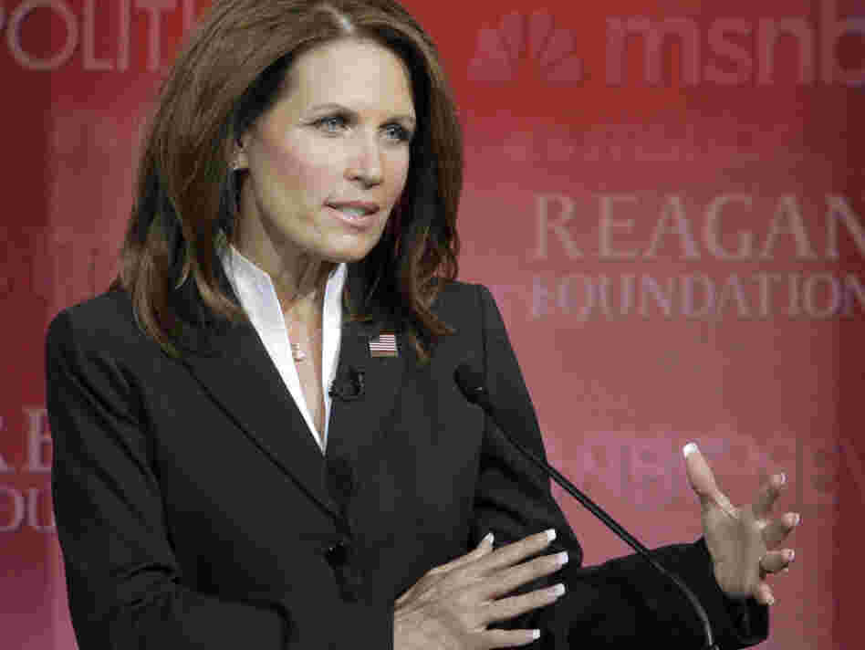 Rep. Michele Bachmann answers a question during a Republican presidential candidate debate at the Reagan Library on Sept. 7, in Simi Valley, Calif.
