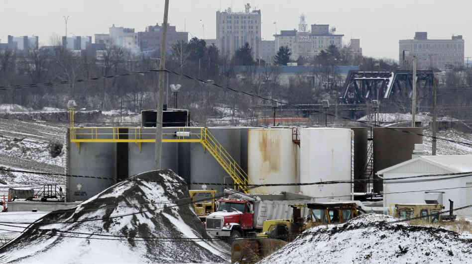 With the skyline of Youngstown, Ohio, in the distance, a brine injection well owned by Northstar Disposal Services LLC is seen in Youngstown on Jan. 4. The company has halted operations at the well, which disposes of brine used in gas and oil drilling, after a series of small earthquakes hit the Youngstown area. With the skyline of Youngstown, Ohio, in the distance, a brine injection well owned by Northstar Disposal Services LLC is seen in Youngstown on Jan. 4. The company has halted operations at the well, which disposes of brine used in gas and oil drilling, after a series of small earthquakes hit the Youngstown area.
