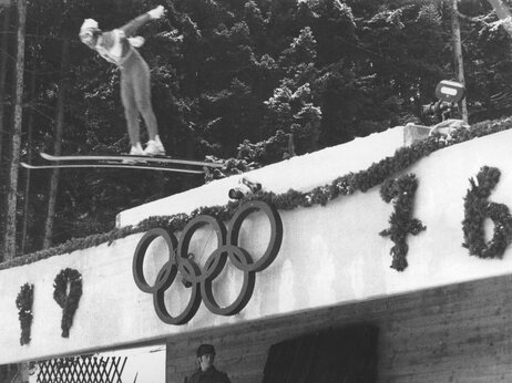 February 1976: The Winter Olympics were moved to Innsbruck, Austria, after Denver decided it couldn't host them. February 1976: The Winter Olympics were moved to Innsbruck, Austria, after Denver decided it couldn't host them.
