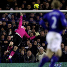 The agony: Bolton Wanderers goalie Adam Bogdan can't reach the ball as Tim Howard's long kick bounces into the goal. The agony: Bolton Wanderers goalie Adam Bogdan can't reach the ball as Tim Howard's long kick bounces into the goal.