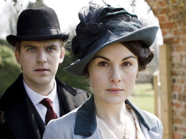 Downton Abbey depicts the lives of the noble Crawley family, including Mary and Matthew Crawley, played by Michelle Dockery and Dan Stevens.