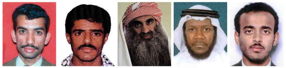 This combination of undated photos shows, from left: Ali Aziz Ali, Walid bin Attash, Khalid Sheikh Mohammed, Mustafa al-Hawsawi and Ramzi bin al-Shibh, the alleged co-conspirators in the Sept. 11 attacks. This combination of undated photos shows, from left: Ali Aziz Ali, Walid bin Attash, Khalid Sheikh Mohammed, Mustafa al-Hawsawi and Ramzi bin al-Shibh, the alleged co-conspirators in the Sept. 11 attacks.