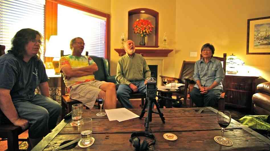 Barre Toelken (second from right) at one of his weekly singing sessions with his wife Miko (far right) and friends.
