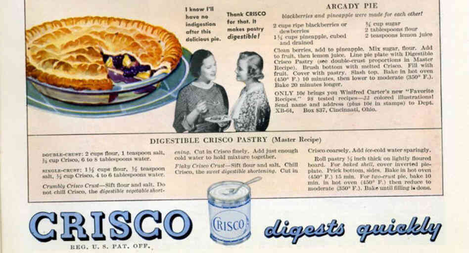 Crisco pie recipes from a 1934 issue of "Better Homes & Gardens."
