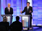 Republican presidential candidates (from left) Ron Paul, Mitt Romney and Rick Santorum participate in the ABC News, Yahoo! News and WMUR Republican Presidential Debate at Saint Anselm College on Saturday in Manchester, N.H. Republican presidential candidates (from left) Ron Paul, Mitt Romney and Rick Santorum participate in the ABC News, Yahoo! News and WMUR Republican Presidential Debate at Saint Anselm College on Saturday in Manchester, N.H.