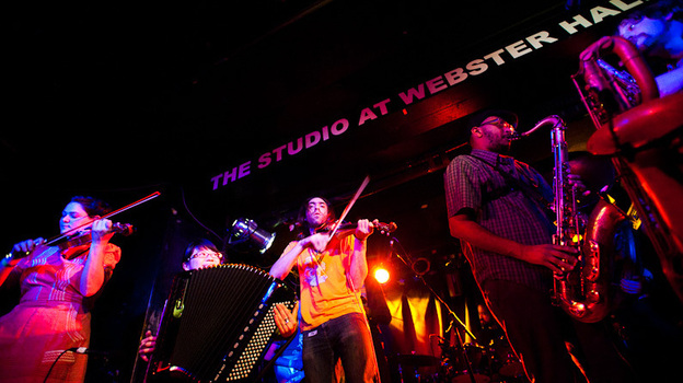 Debo Band performs during globalFEST at New York City's Webster Hall on Jan. 8. (Ryan Muir for NPR)