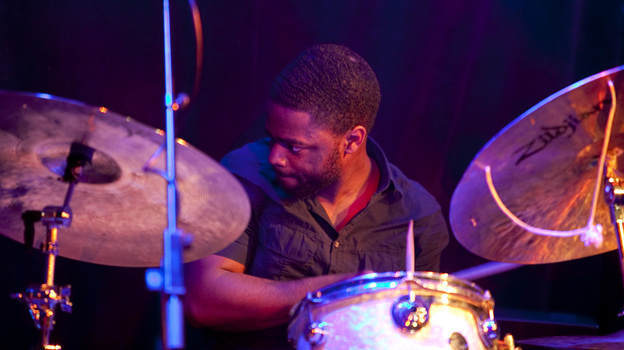 Marcus Gilmore plays with the Vijay Iyer trio during Winter Jazzfest 2012.