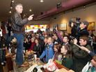 Republican presidential candidate Jon Huntsman campaigns from the counter at the Bean Towne Coffee House & Cafe in Hampstead, N.H., on Jan. 8. Polls show Huntsman gaining on front-runner Mitt Romney ahead of Tuesday's primary. Republican presidential candidate Jon Huntsman campaigns from the counter at the Bean Towne Coffee House & Cafe in Hampstead, N.H., on Jan. 8. Polls show Huntsman gaining on front-runner Mitt Romney ahead of Tuesday's primary.