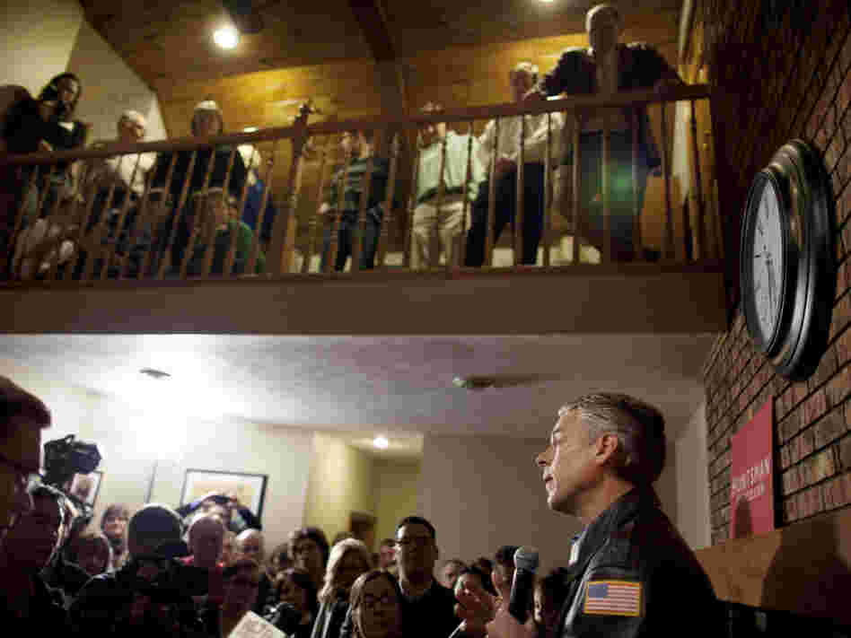 Republican presidential candidate and former Utah Gov. Jon Huntsman campaigns at a house party in Bedford, N.H. on Jan. 8.