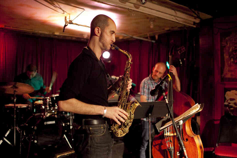 Saxophonist Steve Lehman performed with his trio of Matt Brewer (bass) and Damion Reid (drums).