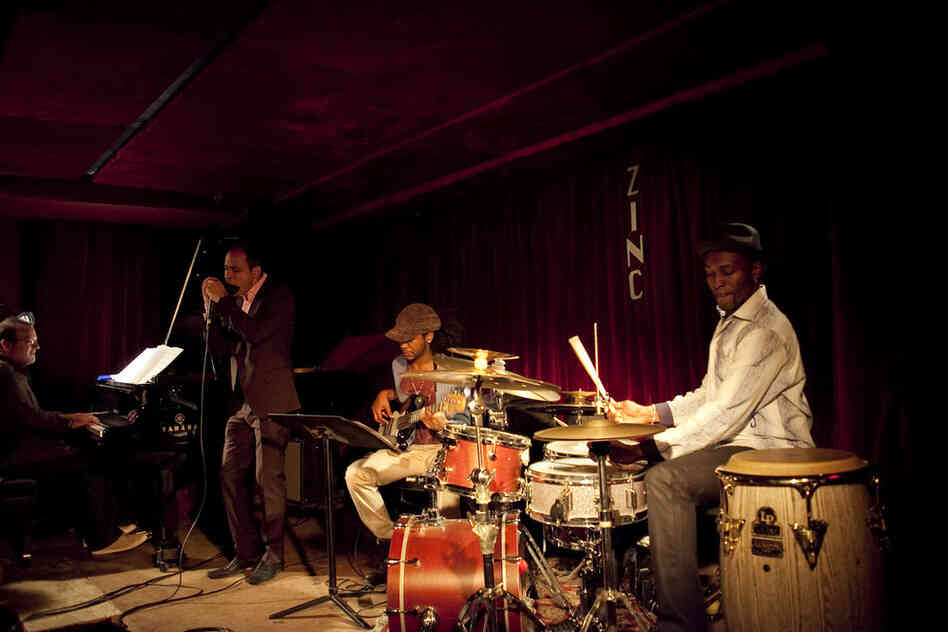 The harmonica player Gregoire Maret played with a quartet featuring Federico Gonzalez Peña on piano, Ben Williams on electric bass, and Clarence Penn on drums.