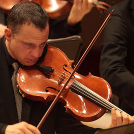 Strings perform Muse by Christopher Theofanidis during the second half of the Orpheus Chamber Orchestra The New Brandenburgs at the Spring for Music festival at Carnegie Hall in Manhattan, New York on May 06, 2011.
