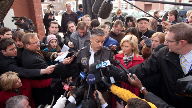 Former Utah Gov. Jon Huntsman speaks to reporters before a campaign stop in Concord, N.H. In interviews, Huntsman has said that his goal in New Hampshire is to "beat market expectations." 