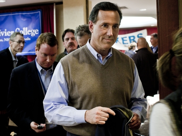 Republican presidential candidate Rick Santorum during the nation's first primary on Jan. 10, 2012 in Manchester, N.H. 