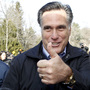 Former Massachusetts Gov. Mitt Romney appeared outside of a polling station at Webster School in the city of Manchester as people across New Hampshire voted in the state's primary.