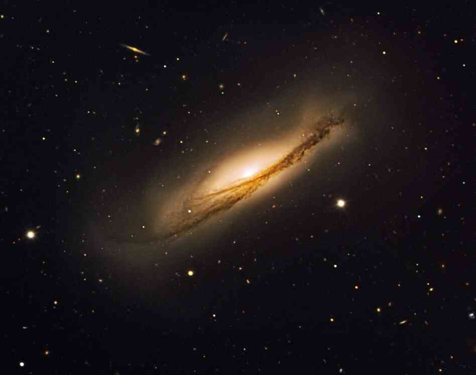 Spiral galaxy NGC 3190 as seen by the European Southern Observatory's Very Large Telescope.