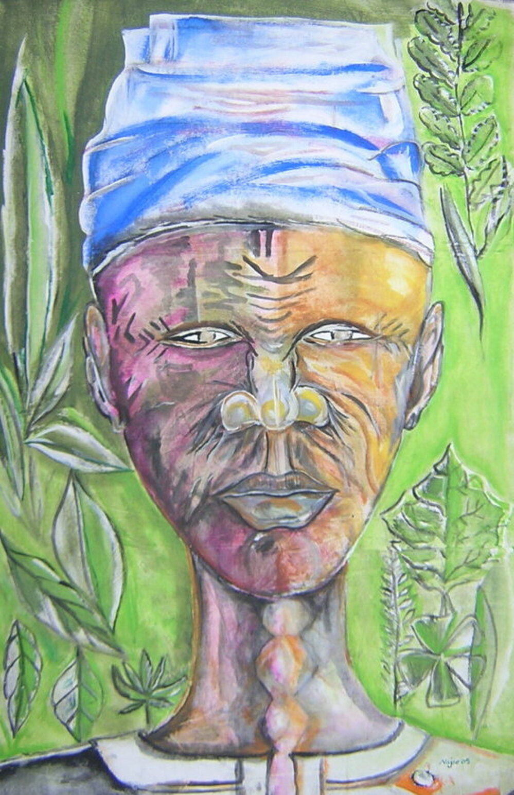 A painting by Michelet "Najee" Calice, one of the artists featured in the exhibit.