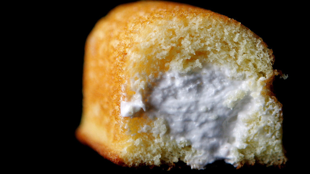 A Twinkie shows off its creamy filling in this file photo from 2005. A snack-cake sales slump is one reason Hostess Brands is seeking protection from its creditors.