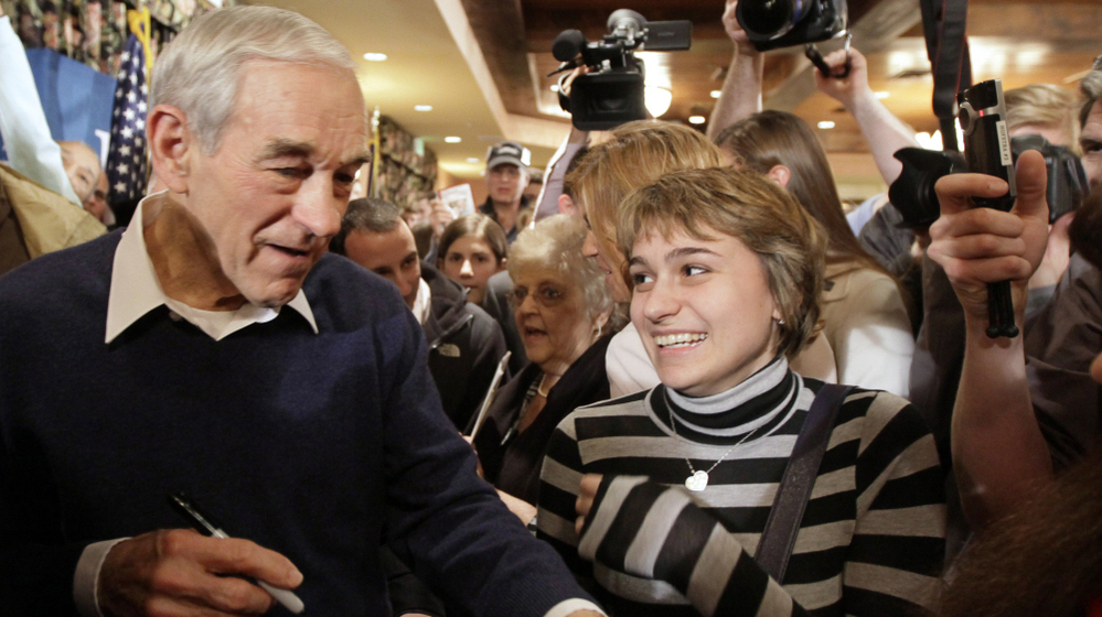 Ron Paul greets supporters in Meredith, N.H., on Sunday, two days before he placed second in the state's Republican primary.