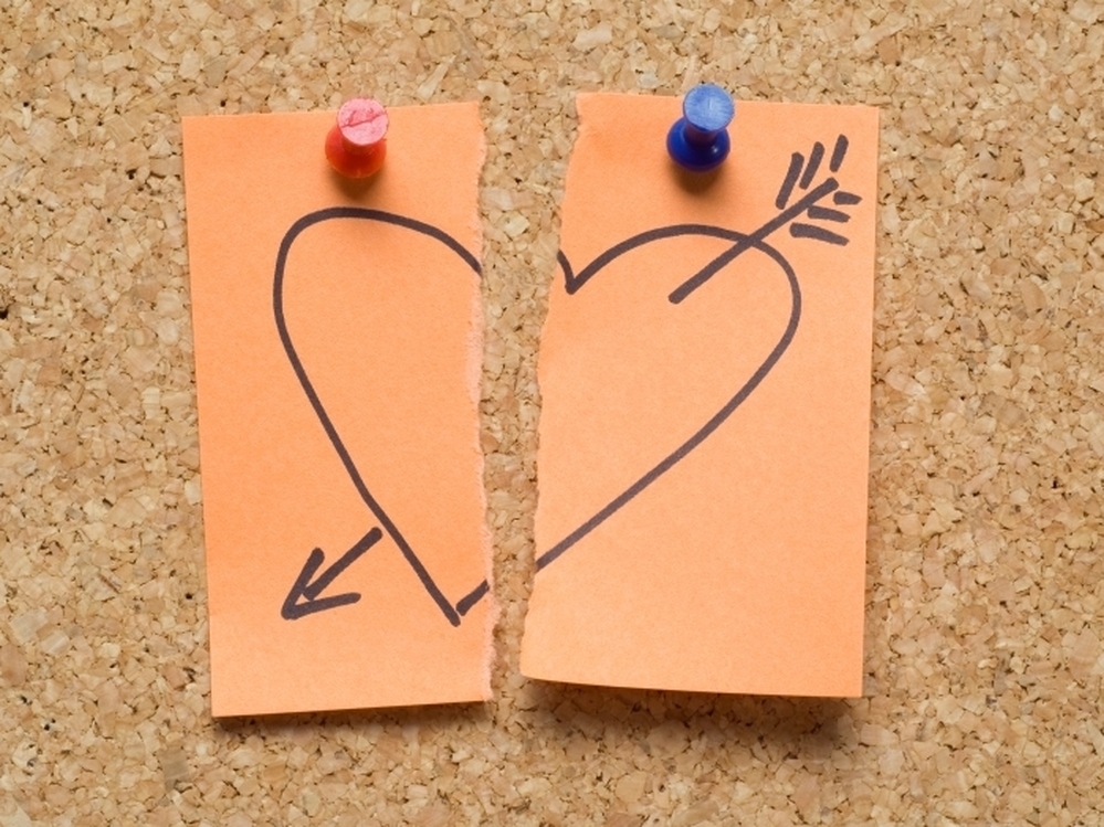 broken heart on a sticky note