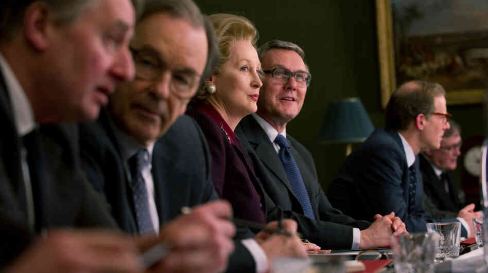 Meryl Streep (center) stars as Margaret Thatcher in Phyllida Lloyd's biopic about the former prime minister of the United Kingdom. Meryl Streep (center) stars as Margaret Thatcher in Phyllida Lloyd's biopic about the former prime minister of the United Kingdom.
