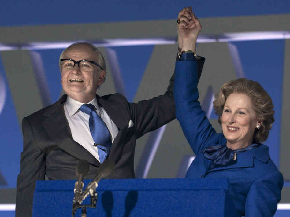 Streep plays Margaret Thatcher — and Jim Broadbent her supportive husband, Denis — in The Iron Lady. Streep plays Margaret Thatcher — and Jim Broadbent her supportive husband, Denis — in The Iron Lady.