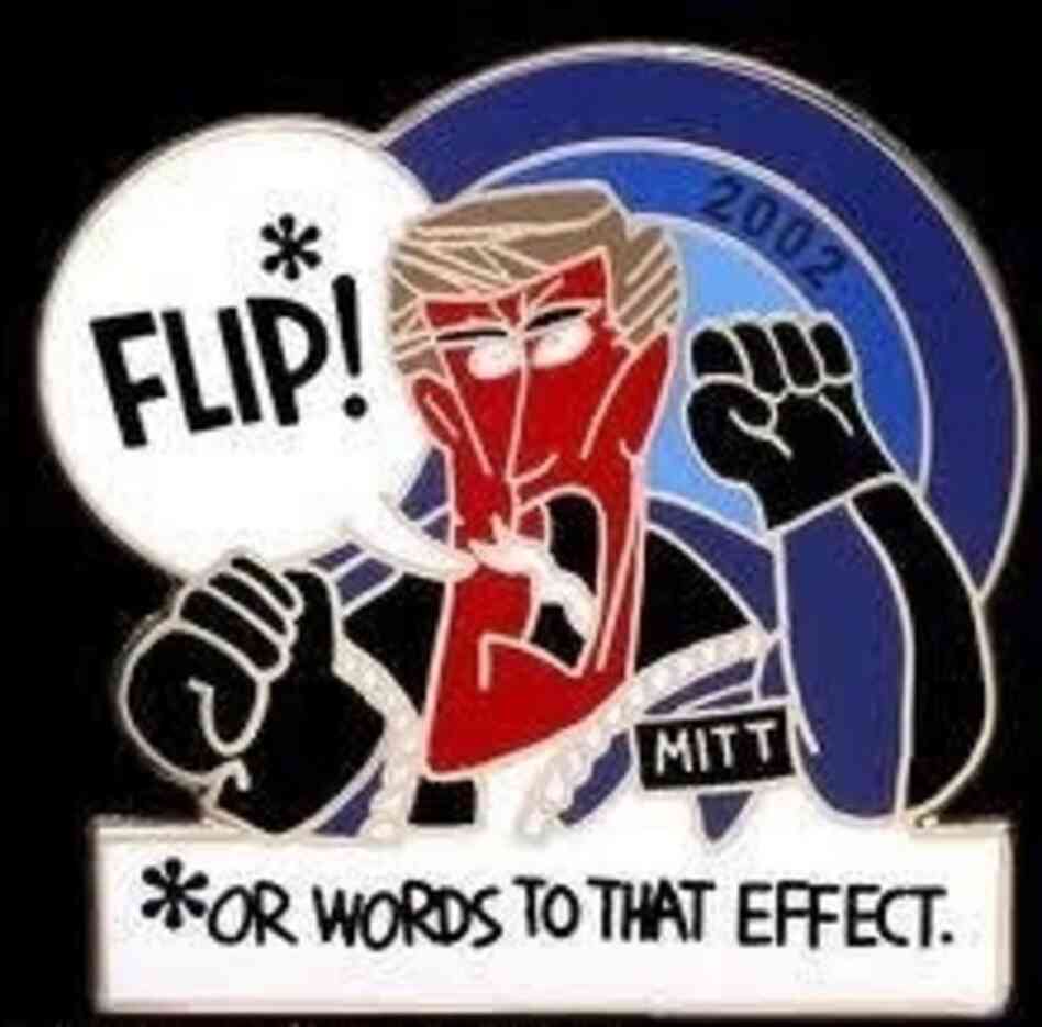 This unofficial pin commemorates an incident on a grid-locked road near the alpine skiing venue.  Two witnesses described a Romney tirade complete with the F-word, but not the sanitized Utah version — "flip."  Romney denied cursing.  