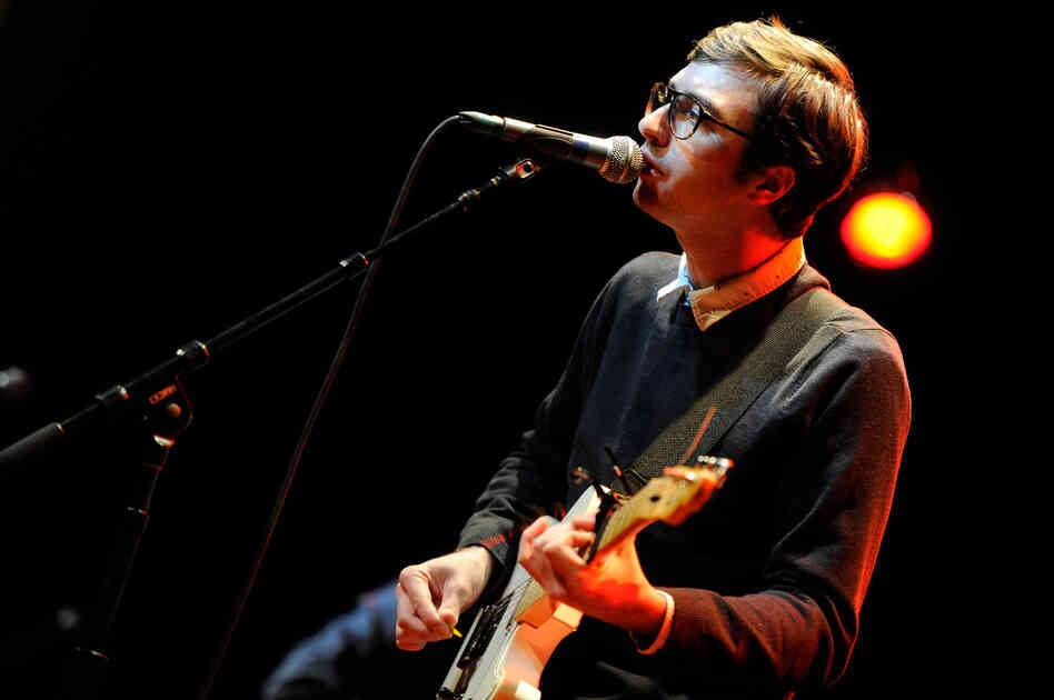 Singer Martin Courtney displays his monster stage presences during Real Estate's set at World Cafe Live.