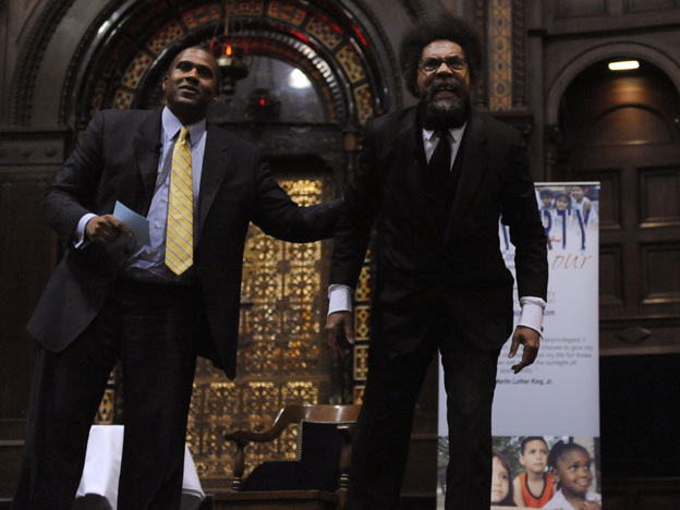 Princeton professor Cornel West (right) and talk show host Tavis Smiley on Oct. 9.