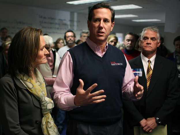 Republican presidential candidate former U.S. Sen. Rick Santorum speaks to supporters after announcing that he was endorsed Saturday by the evangelical Christian leaders group.
