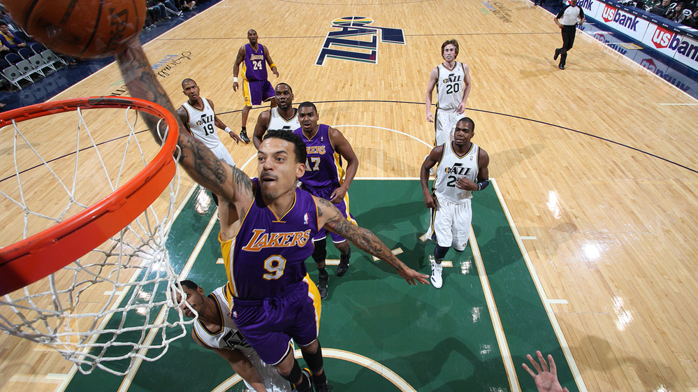 Matt Barnes goes up for the dunk at a January game against the Utah Jazz.