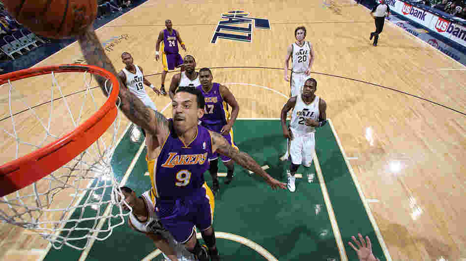 Matt Barnes goes up for the dunk at a January game against the Utah Jazz.