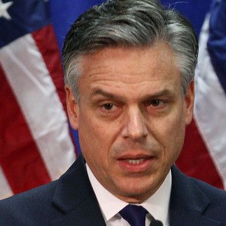 Former Utah Gov. Jon Huntsman, flanked by his wife, Mary Kaye, announced Monday at the Myrtle Beach Convention Center in South Carolina that he is ending his run for the Republican presidential nomination.