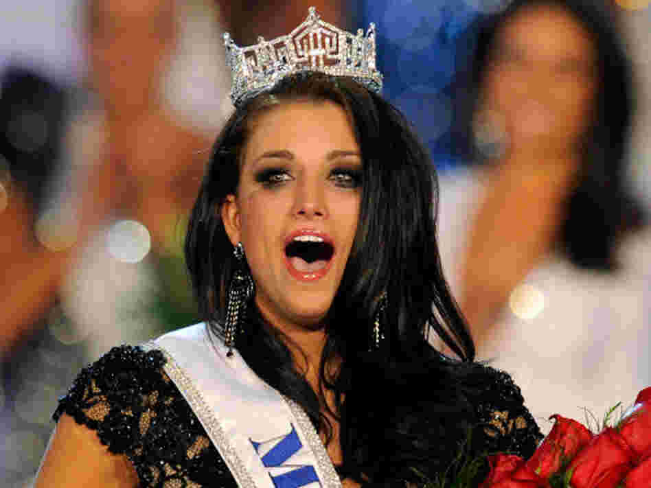 Laura Kaeppeler, Miss Wisconsin, reacts after being crowned Miss America during the 2012 Miss America Pageant.
