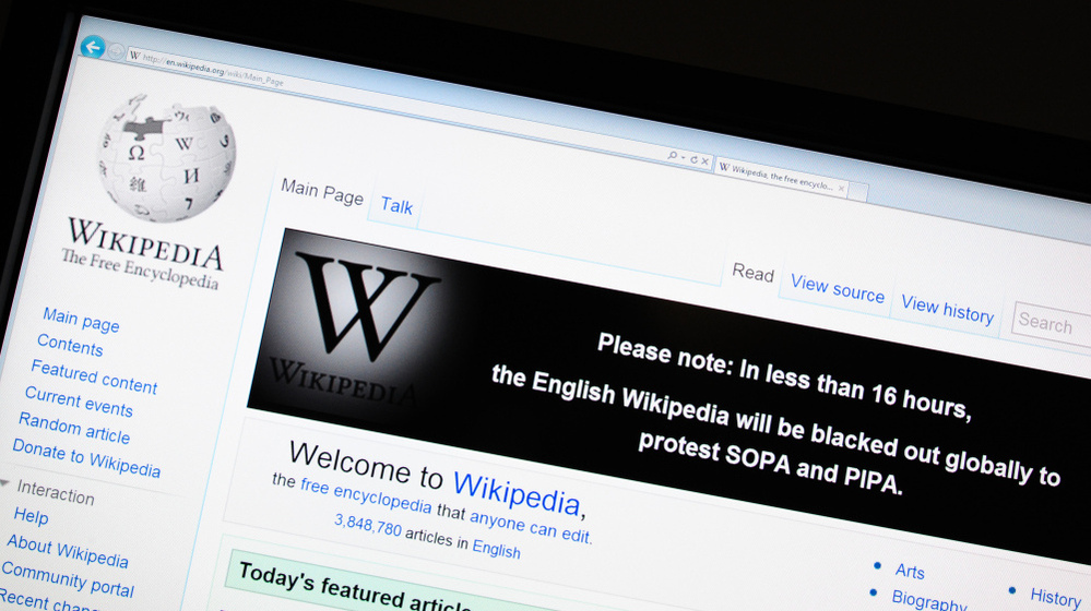 The online encyclopedia Wikipedia on Jan. 17.