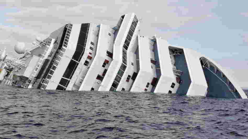 The cruise ship Costa Concordia, earlier today (Jan. 17, 2012).