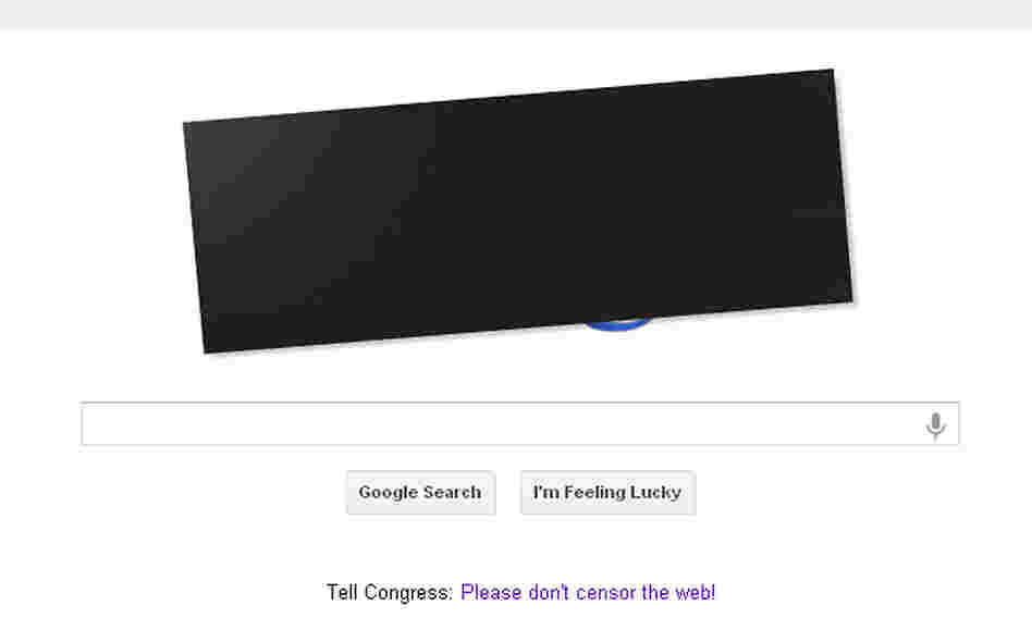 Google's main search page featured a black bar over the company's logo Wednesday, along with a link to a page describing its stance on the issue.