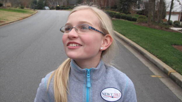 Abigail Ziegler, age 10, knocks on doors for Gingrich in Greenville, S.C.