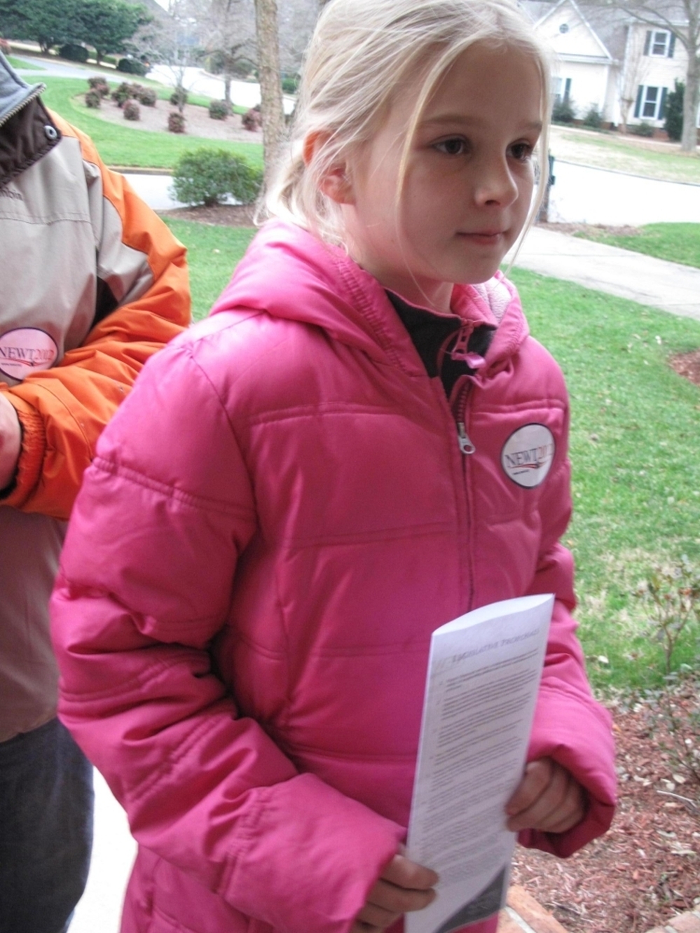 Alexandra Ziegler, age 9, leafletting for Gingrich in Greenville, S.C.