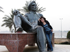 After a 20-year absence, Aseel Albanna returned to her native Iraq and found a very different country. Here, she poses with the statue of King Shahryar, a character in The Thousand and One Nights, near the Tigris River in Baghdad. After a 20-year absence, Aseel Albanna returned to her native Iraq and found a very different country. Here, she poses with the statue of King Shahryar, a character in The Thousand and One Nights, near the Tigris River in Baghdad.