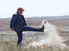 Atkinson, Neb., rancher Bruce Boettcher, who opposes the Keystone XL pipeline, kicks up sand on his land, to demonstrate the fragility of the sandhills near the planned route of the pipeline. Atkinson, Neb., rancher Bruce Boettcher, who opposes the Keystone XL pipeline, kicks up sand on his land, to demonstrate the fragility of the sandhills near the planned route of the pipeline.