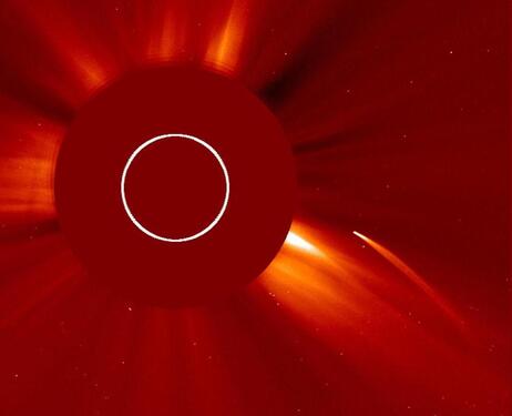 The comet C/2011 N3 (SOHO) diving toward the sun in July 2011.