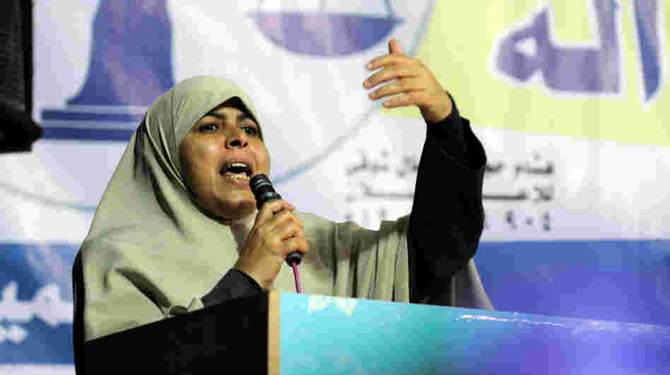 Many Egyptian women hoped to make political gains following the country's revolution. But female candidates fared extremely poorly in the recent parliamentary elections. Here, Huda Ghaniya of the Democratic Alliance, an Islamist grouping, campaigns last Nov. 11.