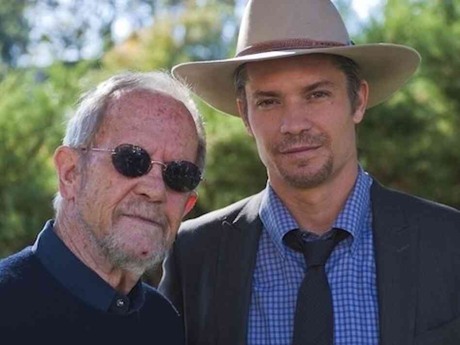 Crime novelist Elmore Leonard (left) with Justified star Timothy Olyphant. 