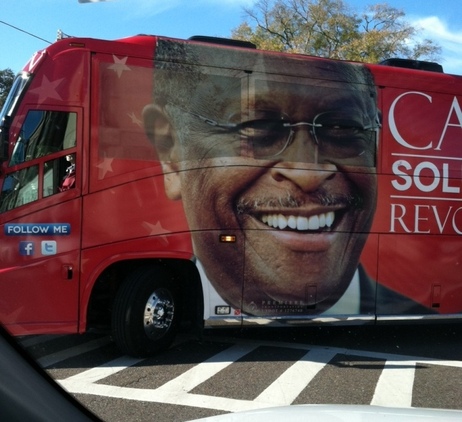The Herman Cain tour bus in South Carolina. The Herman Cain tour bus in South Carolina.