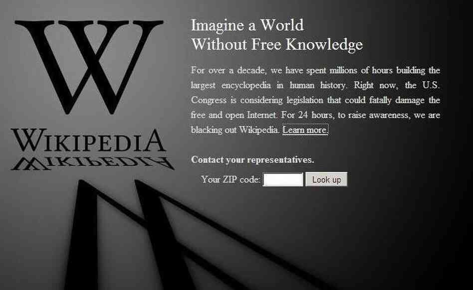 Wikipedia's blackout. Wikipedia's blackout.