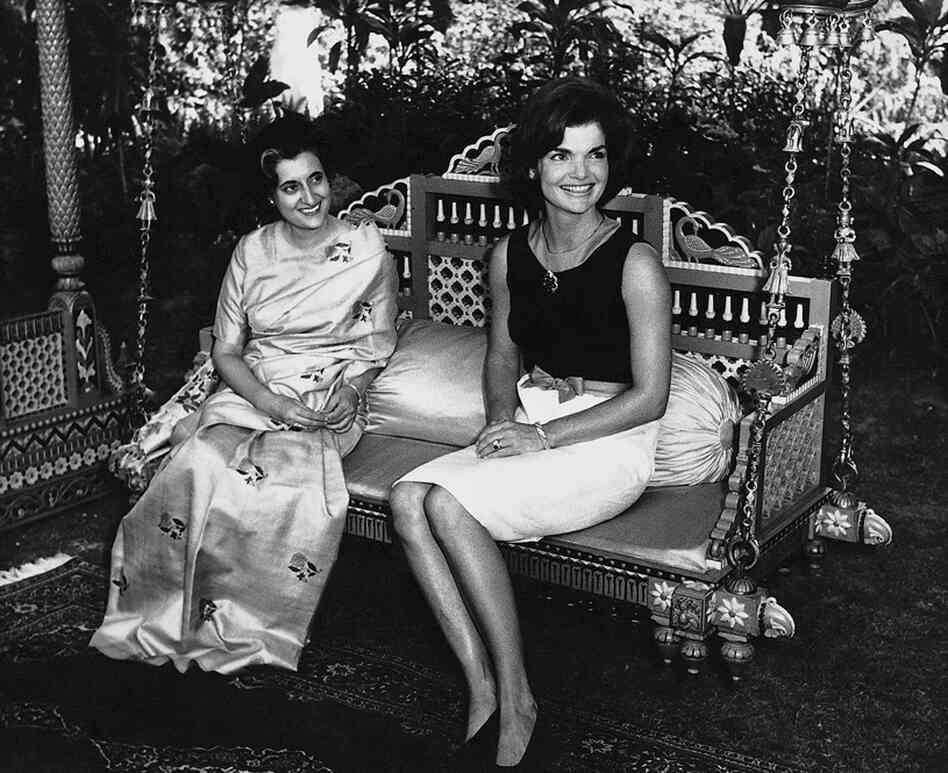 In 1962, Jacqueline Kennedy visited India as a guest of Prime Minister Nehru at the Teen Murti House, his residence, in Delhi. Here, Kennedy sits with Nehru's daughter, Indira Gandhi, who would serve as the country's third prime minister.