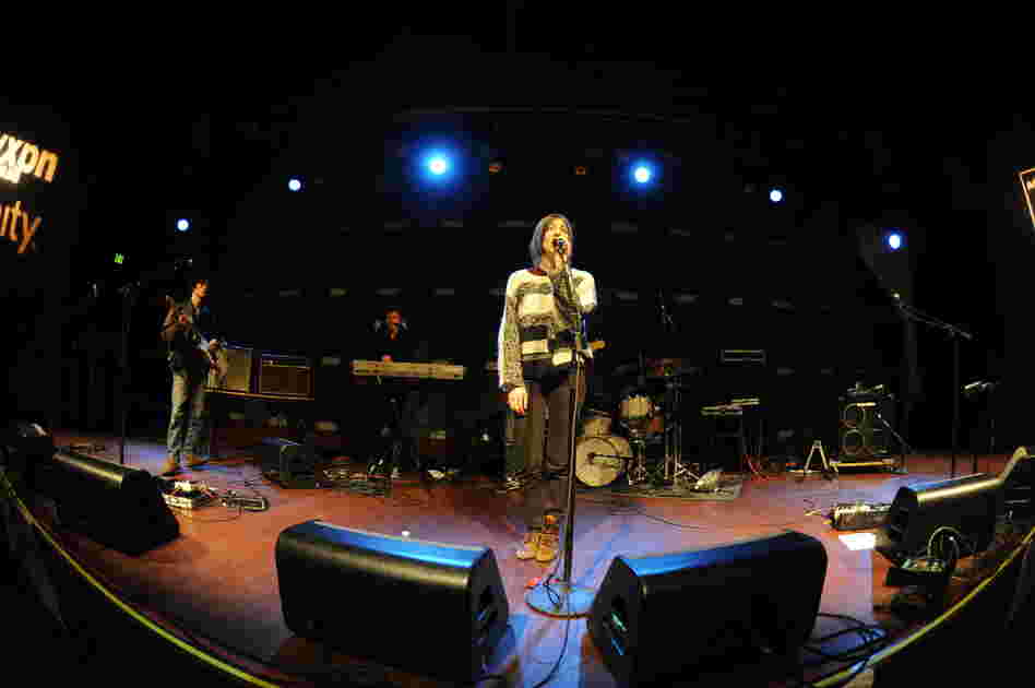 The band warms up during sound check, filling the large room with its beautiful sound.