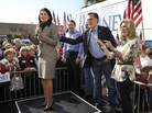 Mitt Romney and his wife, Ann, wish a happy birthday to South Carolina Gov. Nikki Haley (left) at Romney's campaign headquarters in Charleston, S.C., on Thursday. Mitt Romney and his wife, Ann, wish a happy birthday to South Carolina Gov. Nikki Haley (left) at Romney's campaign headquarters in Charleston, S.C., on Thursday.
